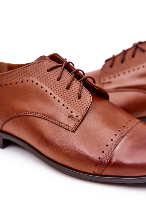 Skórzane Półbuty Bednarek 723 Brązowe