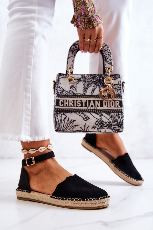 Damskie Espadryle Na Sprzączkę Czarne Bonetti