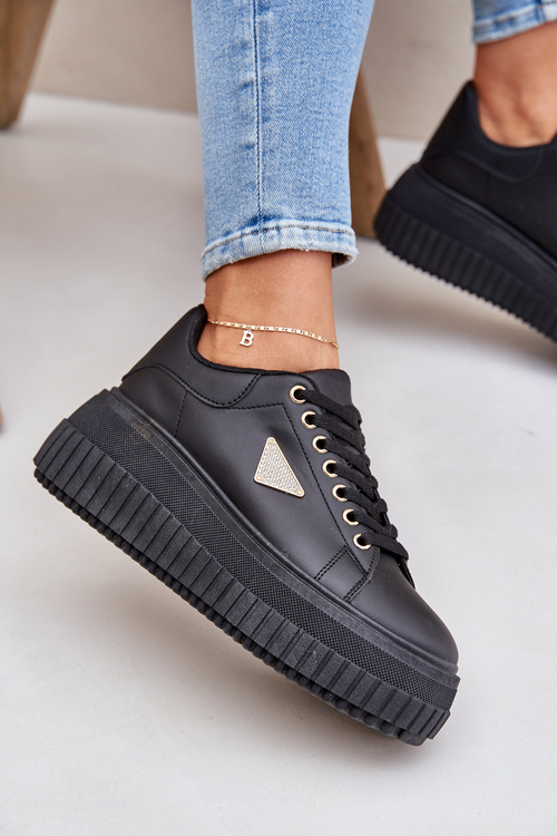 Stylowe Sneakersy Na Masywnej Platformie Czarne Vallexia