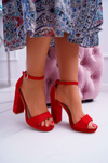 Damskie Czerwone Sandały Na Słupku Platforma Debora