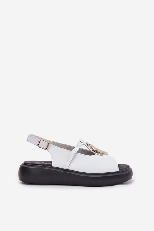 Skórzane Eleganckie Sandały Damskie S.Barski GR51-603 Białe