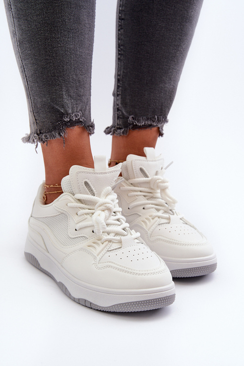 Sneakersy Damskie Na Platformie Białe Etnaria