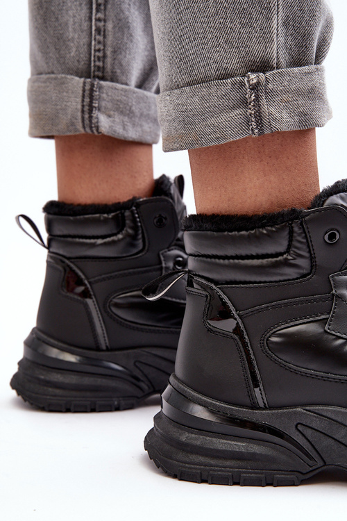 Ocieplane Buty Sportowe Damskie Sznurowane Czarne Dejana