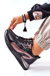 Sportowe Damskie Buty Sneakersy Czarne Multi Buckland