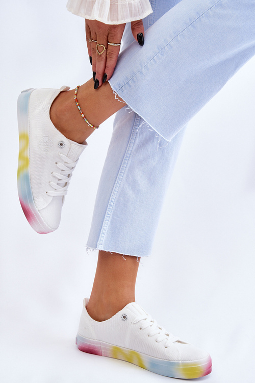 Damskie Trampki Z Kolorową Platformą Big Star LL274237 Białe