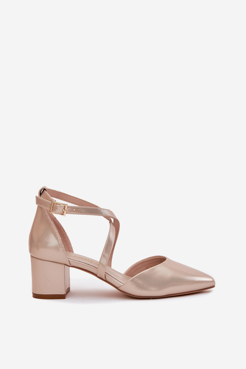 Czółenka Na Słupku Z Eko Skóry Sergio Leone SK830 Złote