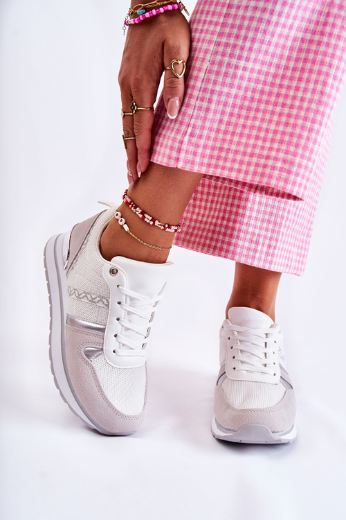 Klasyczne Damskie Wiązane Buty Sportowe Białe Elenes