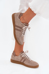 Zazoo N1068 Zamszowe Niskie Sneakersy Damskie Ciemnobeżowe