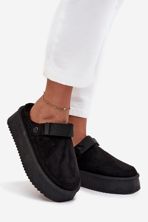 Śniegowce Damskie Na Platformie Z Rzepem Czarne Jorielle