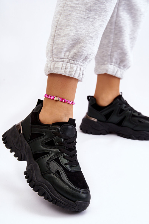 Klasyczne Sportowe Buty Na Platformie Czarne Bowie