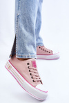 Damskie Materiałowe Trampki Na Platformie Big Star LL274181 Różowe