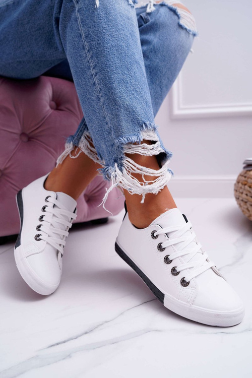 Trampki Damskie Białe Czarny Pasek Nigrid2