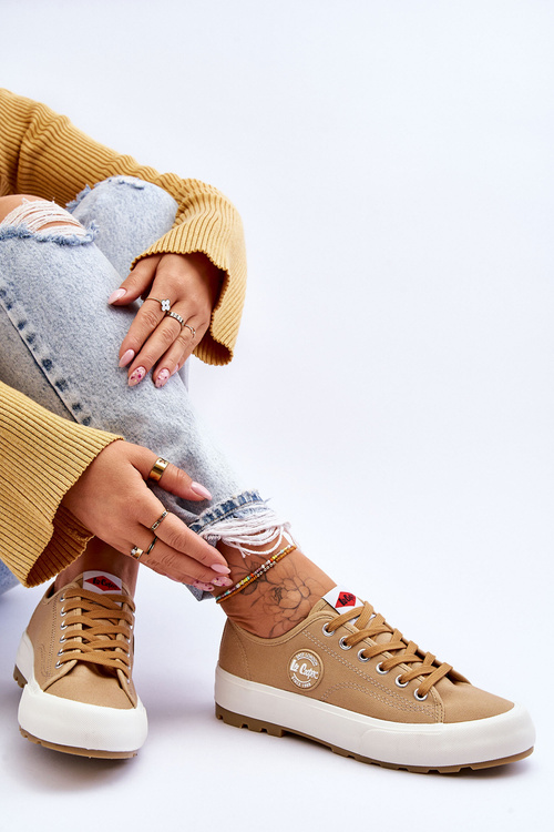 Niskie Damskie Trampki Na Platformie Lee Cooper LCW-23-44-1655L Beżowe