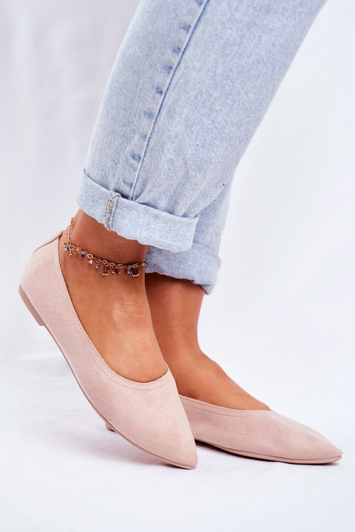 Baleriny Damskie Eko-Zamsz Beżowe Bellissima