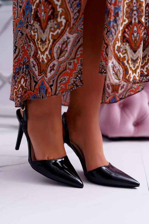 Szpilki Damskie Lakierowane W Szpic Czarne Precise