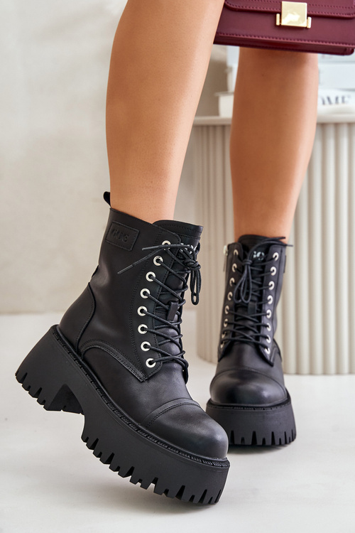 Workery Botki Damskie Ocieplane Ze Skóry Naturalnej Goe OO2N4123