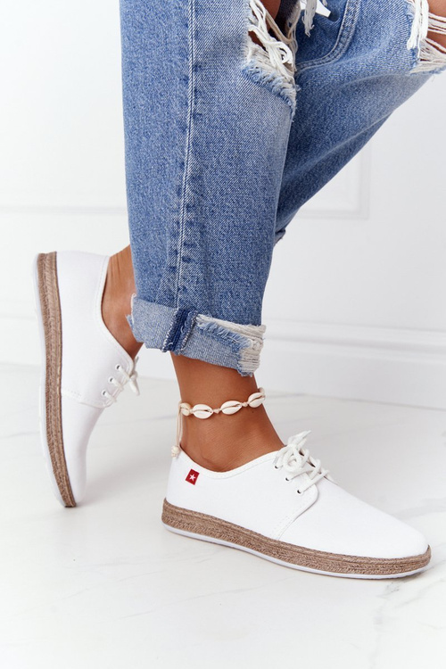 Damskie Sznurowane Espadryle Big Star FF276043 Białe