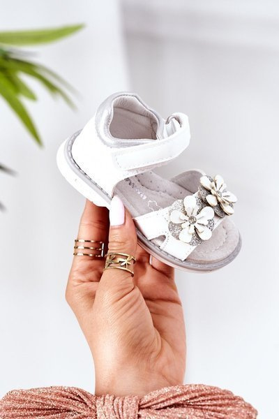 Dziecięce Ortopedyczne Sandały Na Rzepy Białe Maysa