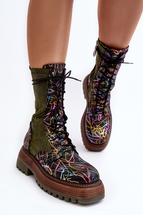 Damskie Skórzane Botki Workery Maciejka 06203-09 Multikolor