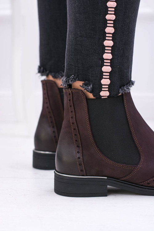 Damskie Bordowe Skórzane Sztyblety Fields