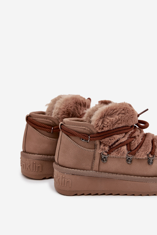 Śniegowce Dziecięce Młodzieżowe Z Futerkiem D.Franklin DFSH370011 Brązowe