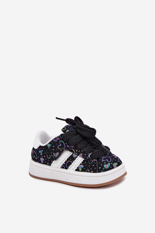 Buty Sportowe Sneakersy Dziecięce W Serduszka Czarne Mirelle