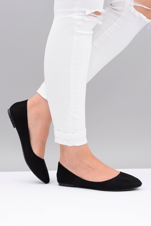 Czarne Damskie Balerinki Zamsz Buenos