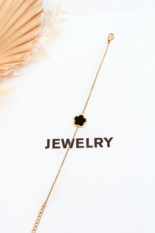 Damska Bransoletka Z Czarnym Kwiatem Złota