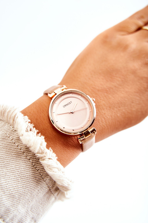 Damski Analogowy Zegarek Ernest Beżowy