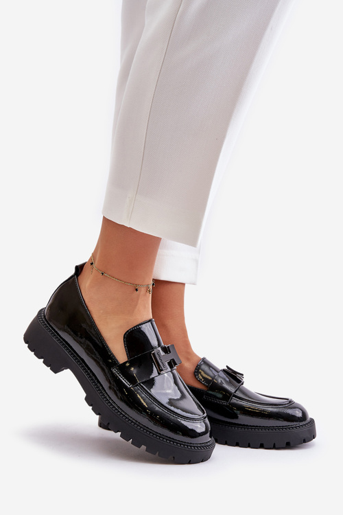 Mokasyny Damskie Lakierowane Vinceza 62187 Czarne