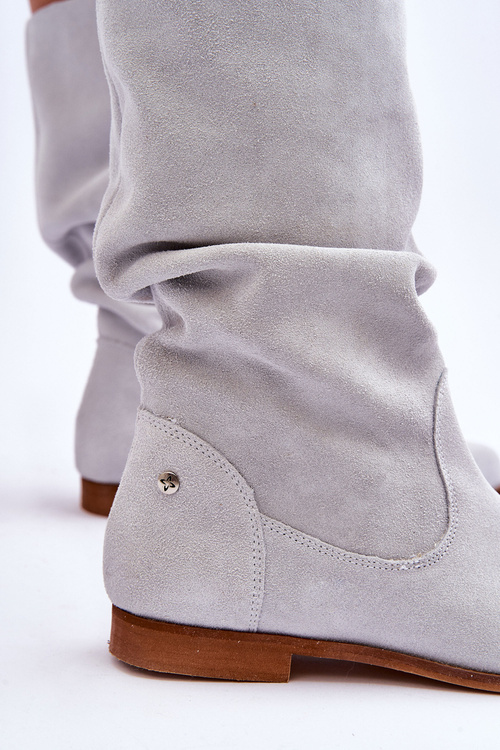 Damskie Zamszowe Kozaki Maciejka 05057-11 Jasny Miętowy