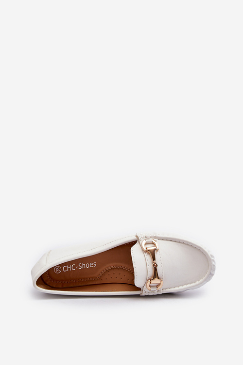 Damskie Klasyczne Mokasyny Eko Skórzane Białe Demese