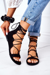 Wiązane Sandały Gladiatorki Lu Boo Czarne