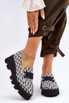 Mokasyny Na Masywnej Platformie Laura Messi 2601 Czarno-Białe
