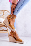 Damskie Espadryle Na Plecionej Platformie Camel Canillo