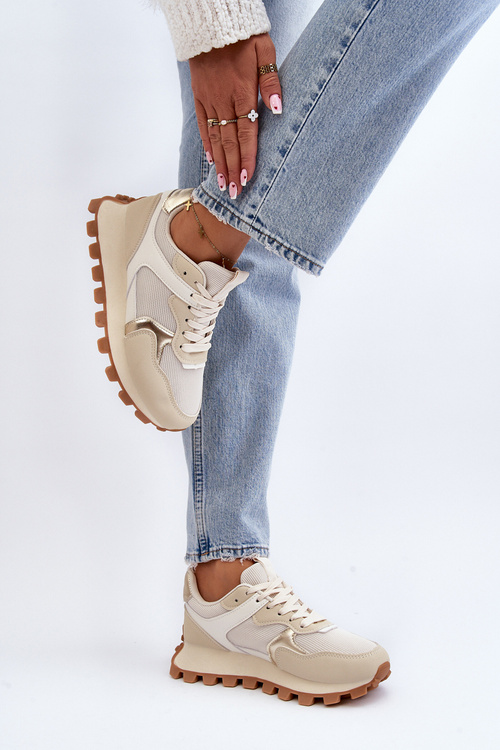 Sneakersy Buty Sportowe Damskie Beżowe Ralita