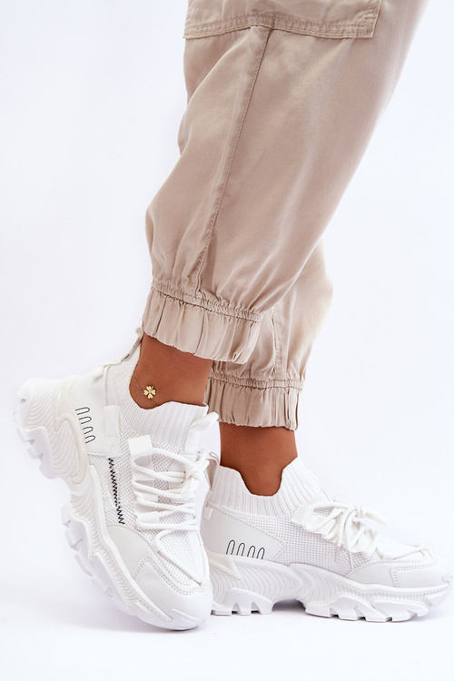 Damskie Sneakersy Skarpetkowe Wsuwane Białe Keaton