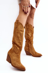Damskie Kozaki Kowbojki Na Obcasie Przed Kolano Camel Oppore