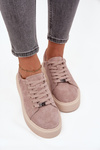 Zamszowe Sneakersy Damskie Na Platformie Vinceza 79578 Beżowe