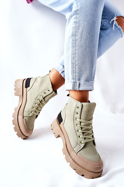 Damskie Botki Trapery Zielone Any One