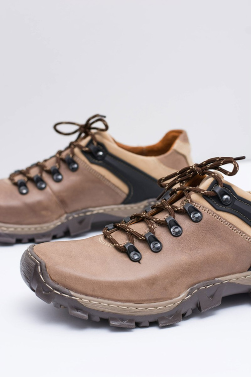 Męskie Skórzane Brązowe Półbuty Trekkingowe Bednarek