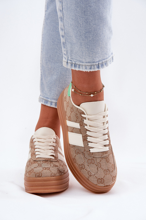 Niskie Sneakersy Na Platformie Khaki Ovivene