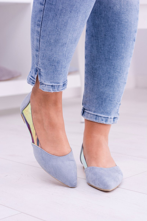 Lu Boo Niebieskie Transparentne Holograficzne Balerinki w Szpic Venessa