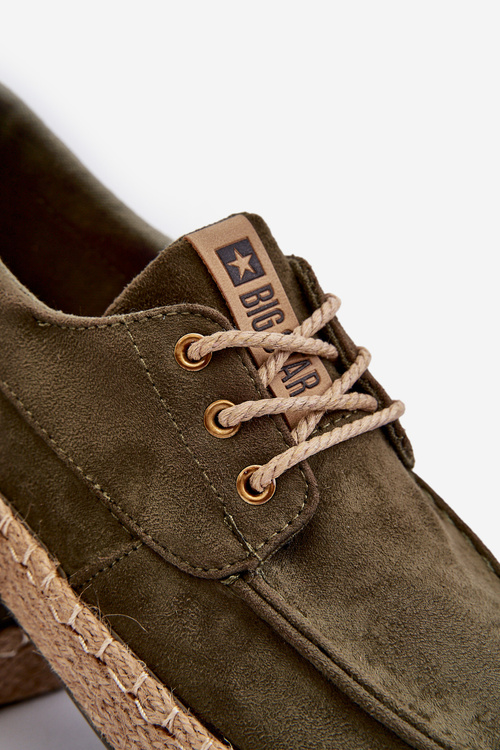 Espadryle Męskie Sznurowane Big Star NN174055 Khaki
