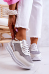 Damskie Buty Sportowe Sneakersy Biało-Srebrne Bourne