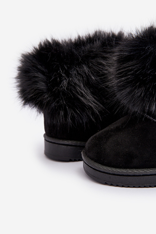 Dziecięce Ocieplane Botki Śniegowce Z Futerkiem Czarne Nohie