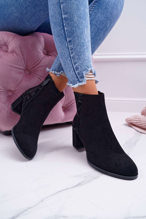 Botki Damskie Na Słupku Sergio Leone Czarne BT521