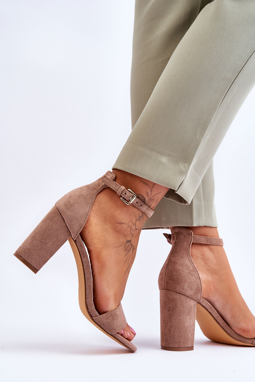 Damskie Klasyczne Zamszowe Sandały Brązowe Passo