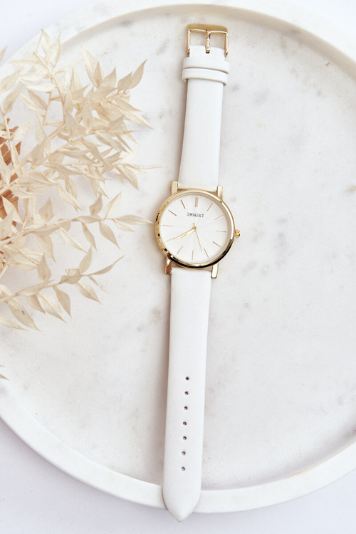 Damski Zegarek Ze Złotą Kopertą Ernest Biały Vega