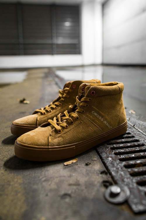 Trampki Męskie Cross Jeans Wysokie Skóra Zamsz Camel EE1R4054C